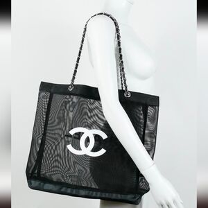 CHANEL Black Mesh Tote And Pouch Set VIP GWP